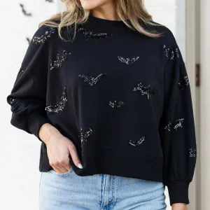 Millie Sweatshirt with Sequin Bats - Large