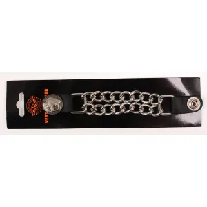 Milwaukee Leather 5 Cent Buffalo Medallion Vest Extender - Double Chrome Chains Genuine Leather 6.5" Extension MLA1009-Single