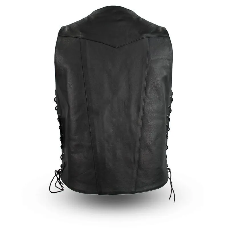 MKL - Billy Men's Motorcycle Western Style Leather Vest