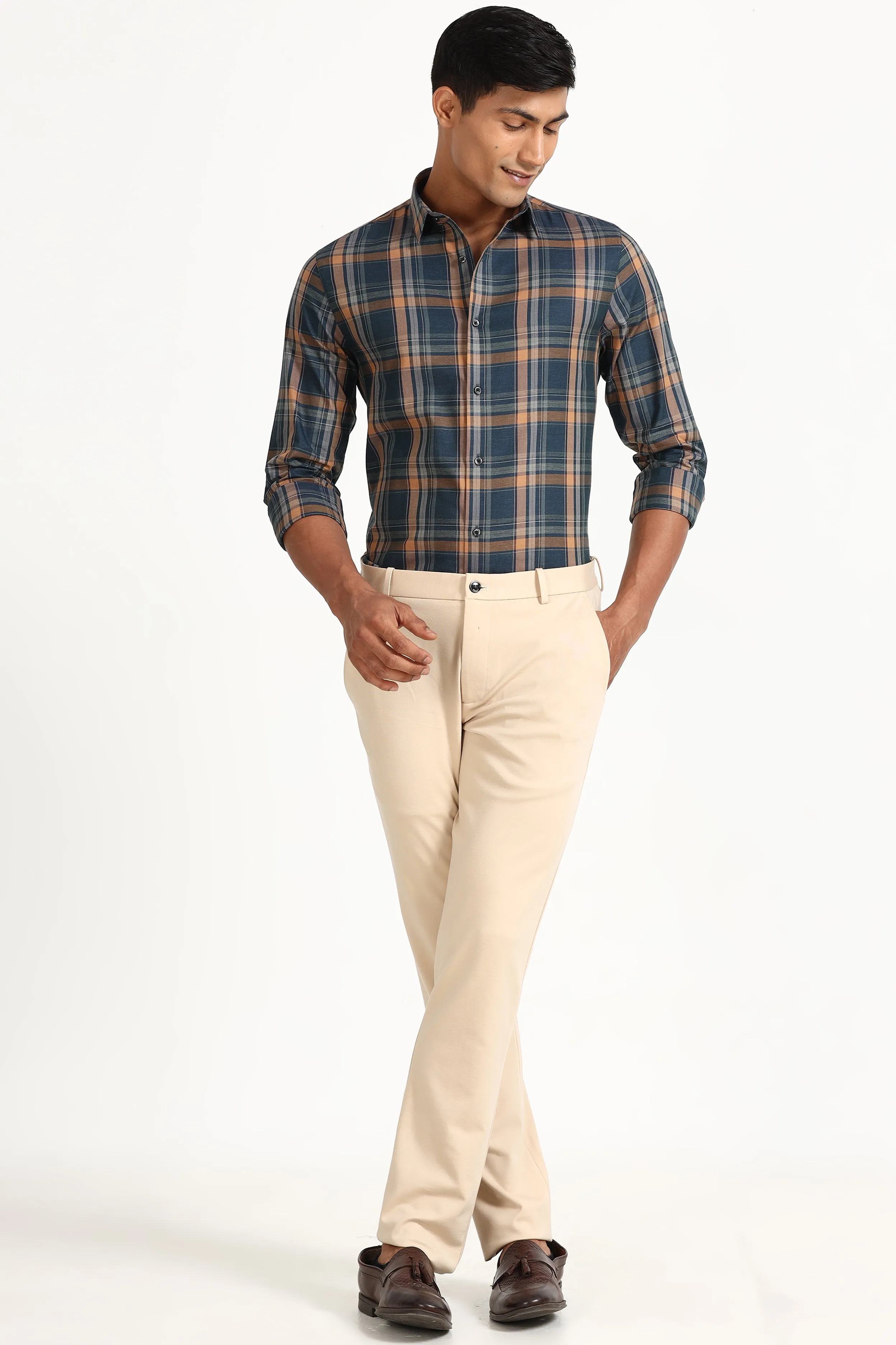 Navy Casual Check Shirt