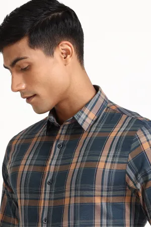 Navy Casual Check Shirt