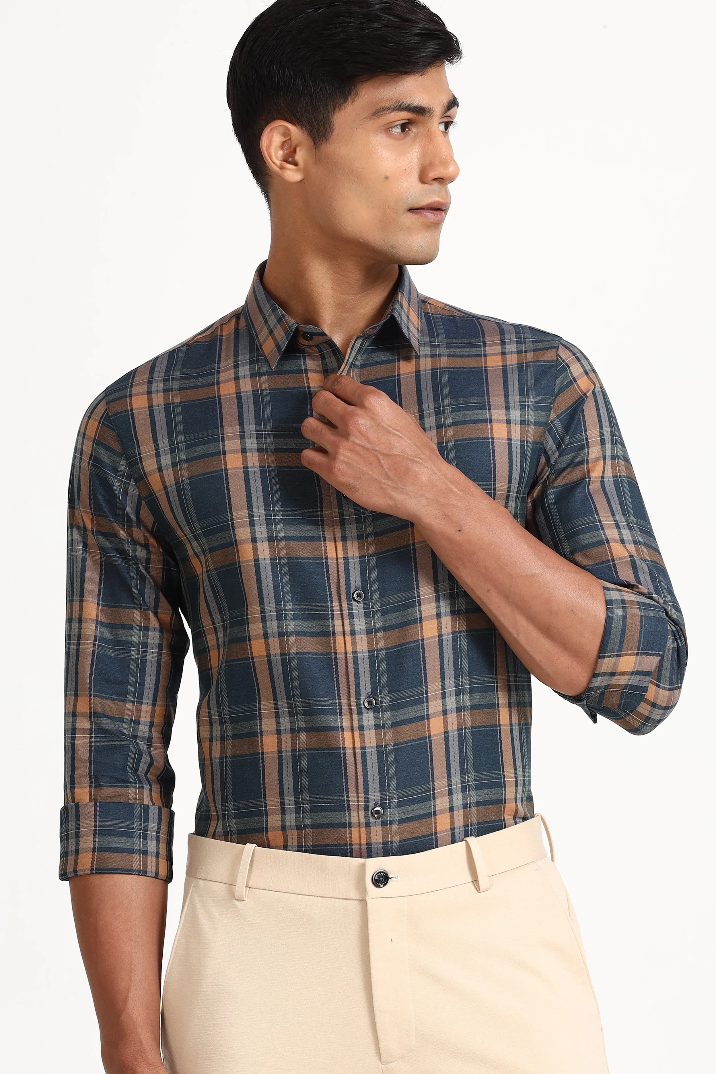 Navy Casual Check Shirt