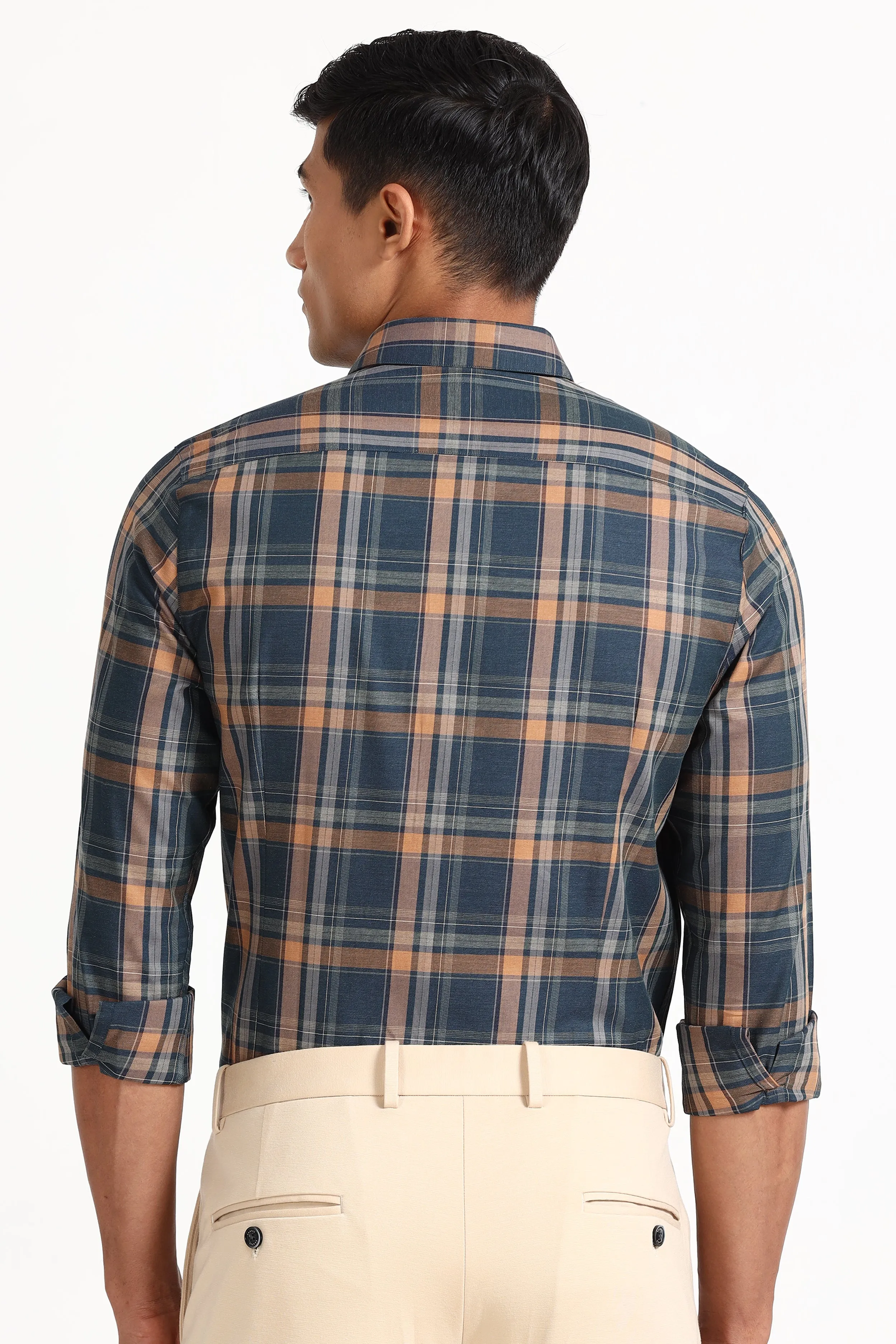 Navy Casual Check Shirt