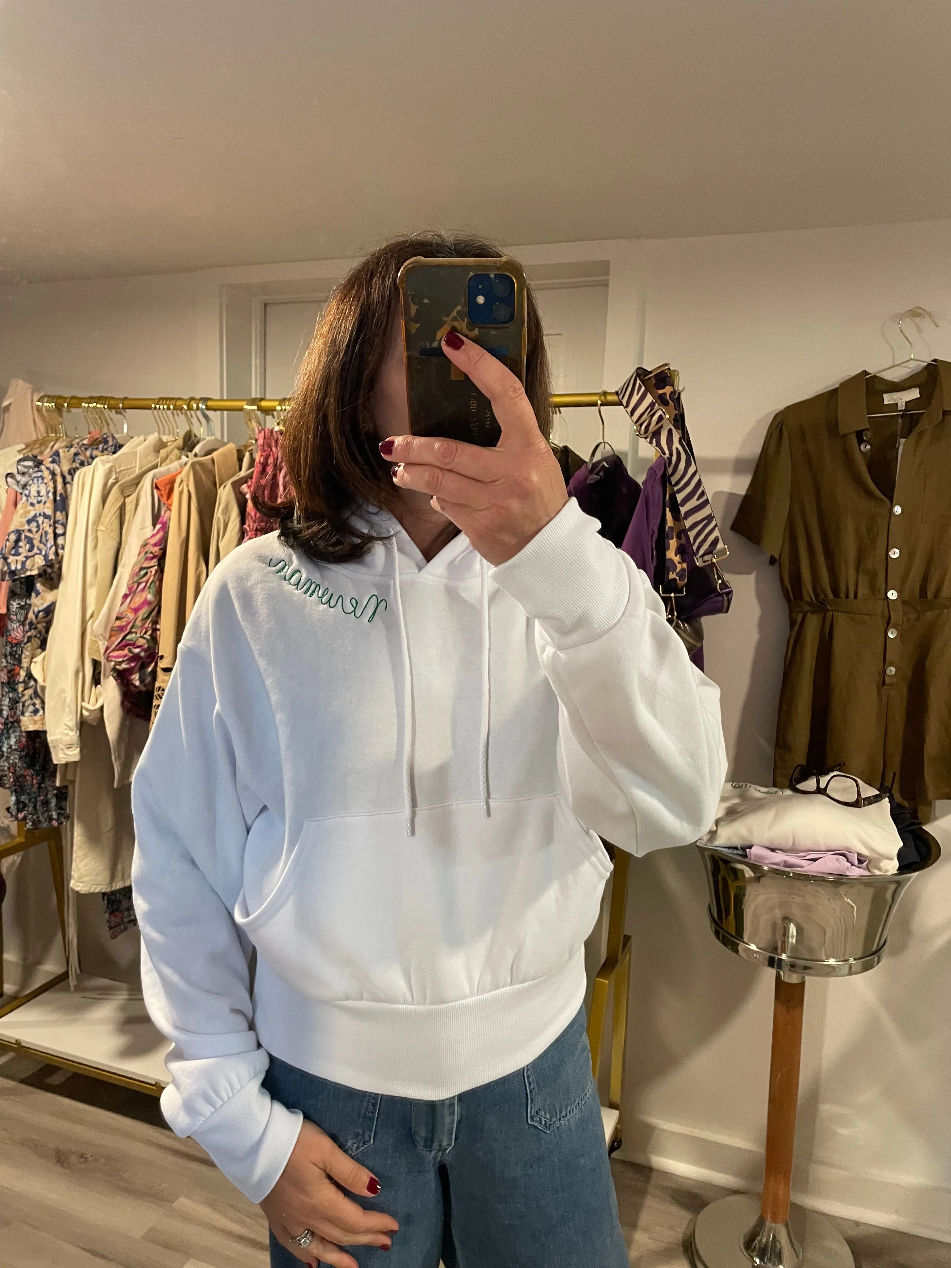 NEWMAN White Pullover Crop Hoodie