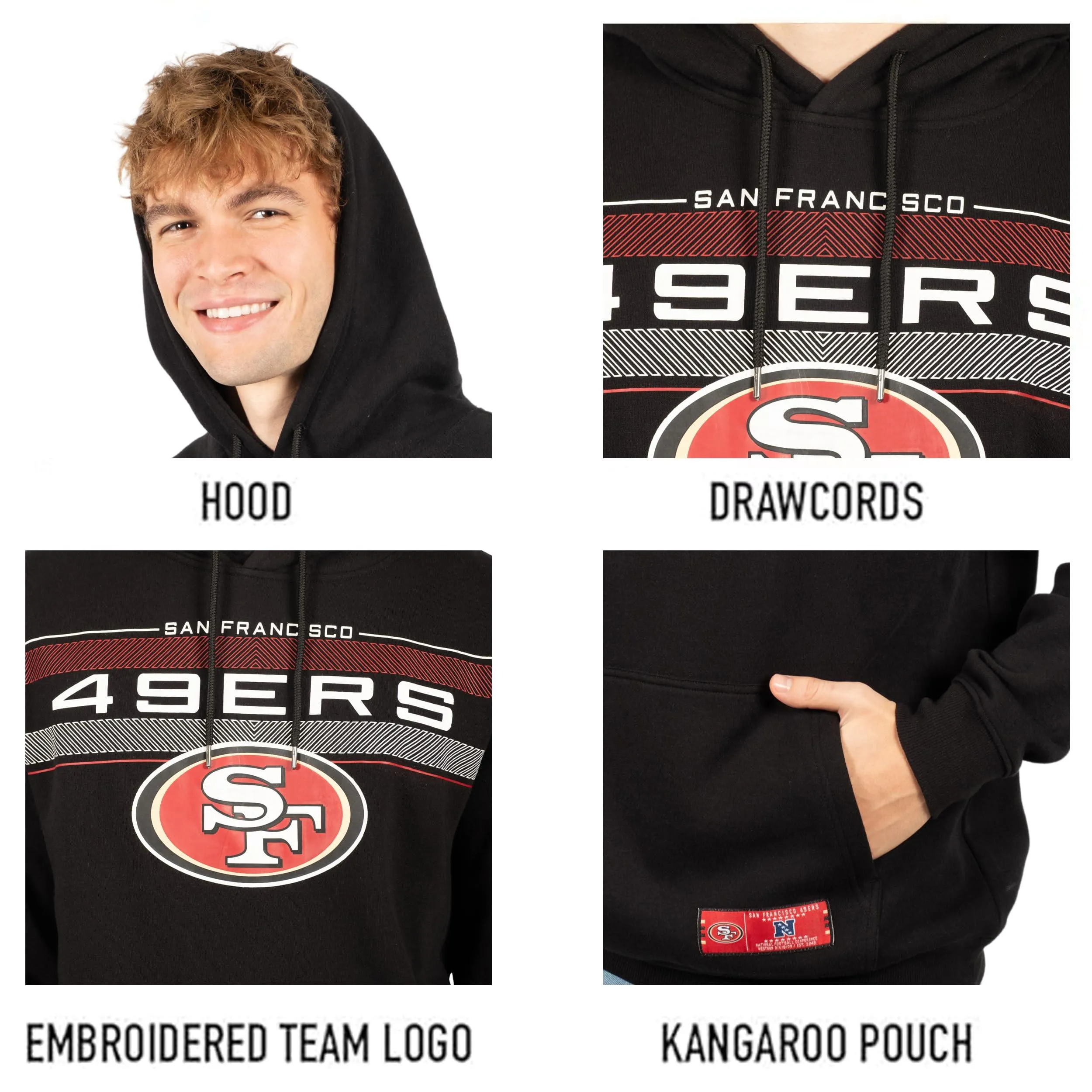 NFL Official Adults Super Soft Pullover Hoodie Sweatshirt - Warm Polyester Blend - Unisex|San Francisco 49ers