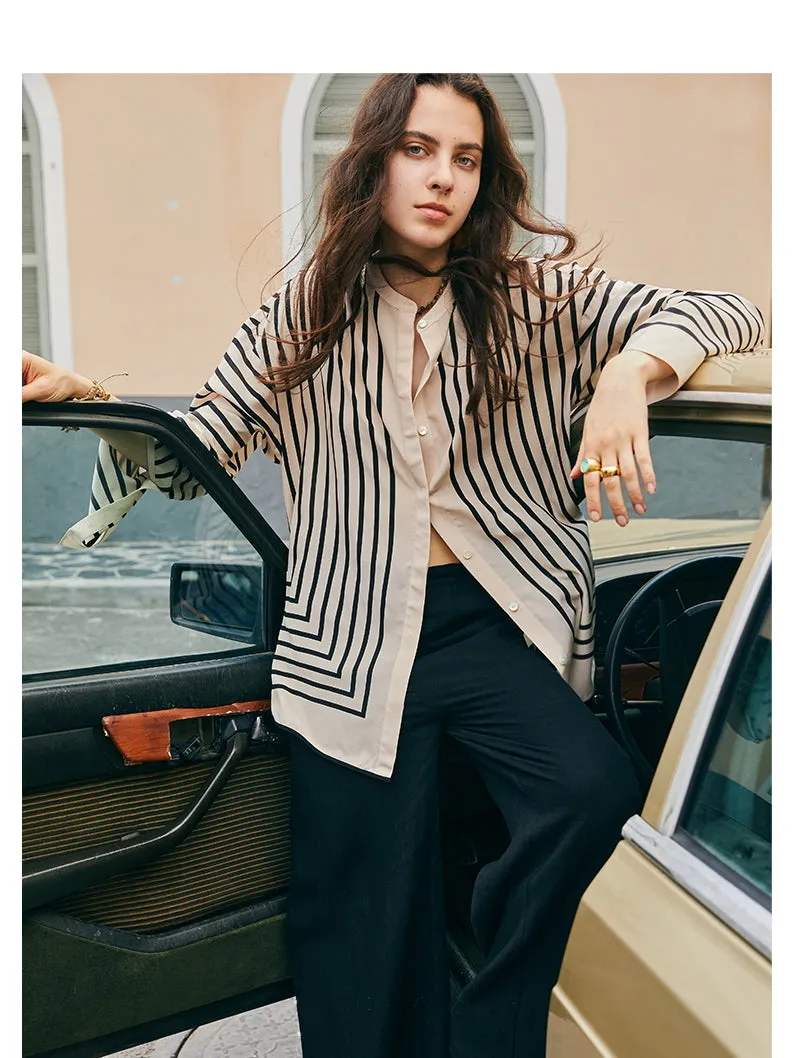 Nonothing | Luxurious pure silk shirt in striped print