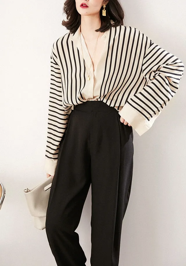 Nonothing | Luxurious pure silk shirt in striped print