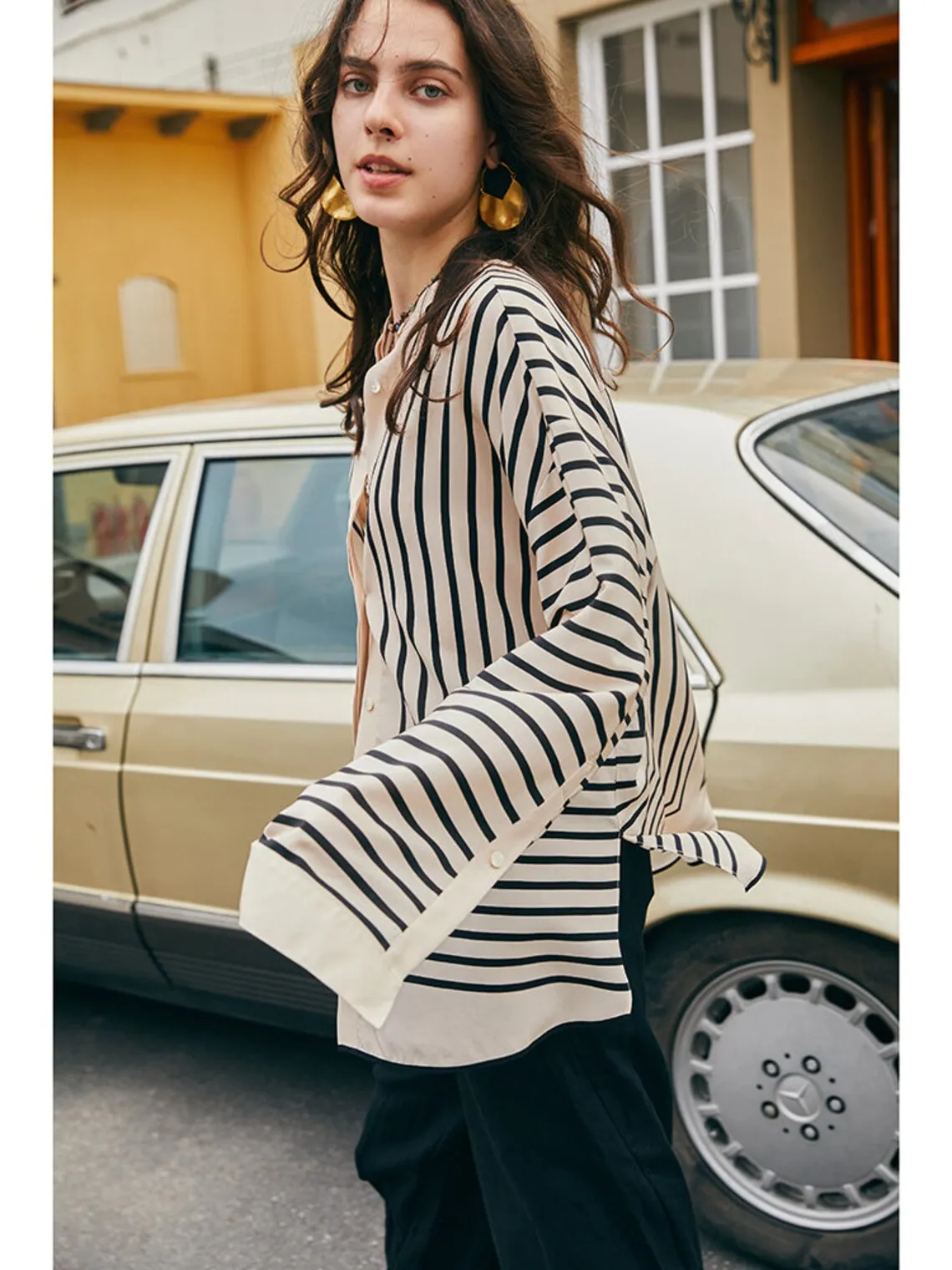 Nonothing | Luxurious pure silk shirt in striped print