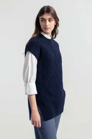 Norma Recycled Wool Vest Blue