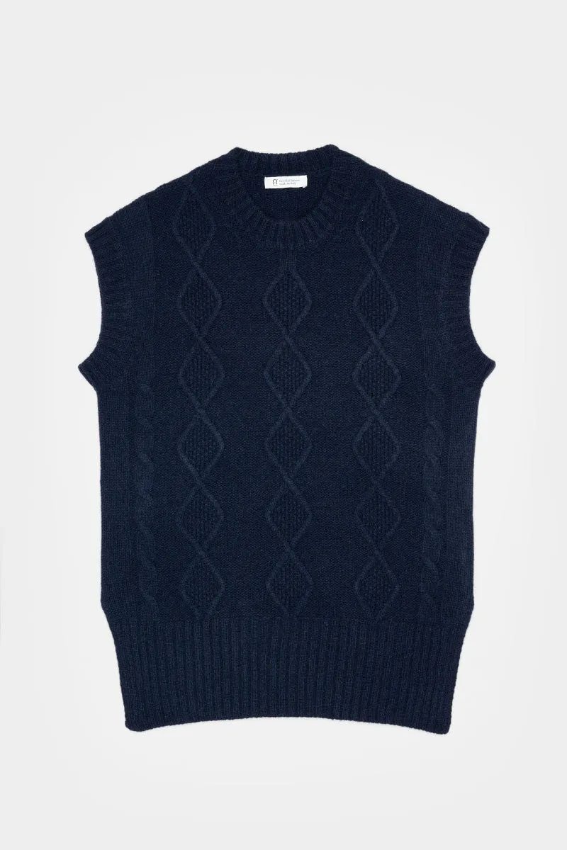 Norma Recycled Wool Vest Blue