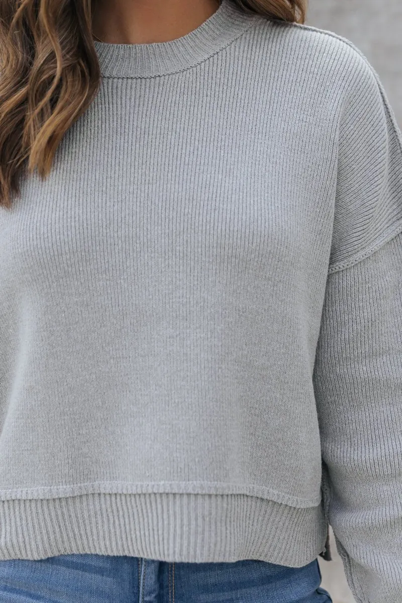 On The Go Seam Detail Sweater - Grey - FINAL SALE