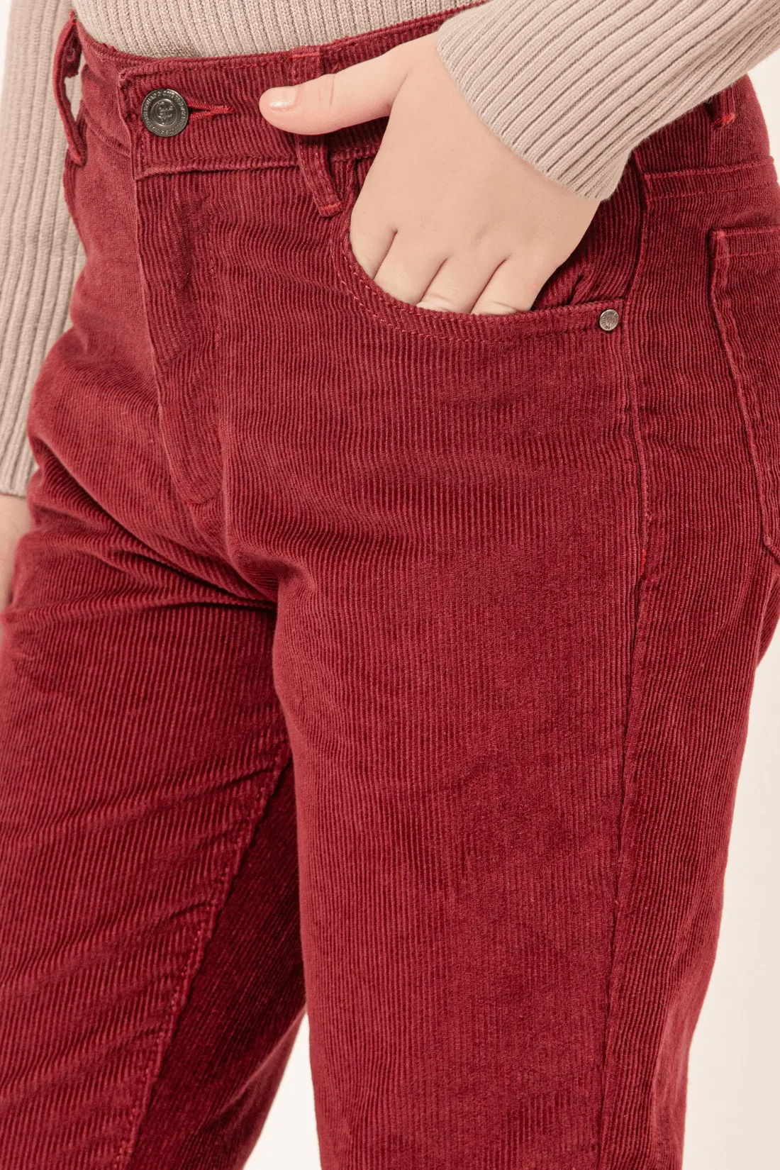 One Friday Varsity Chic Wine Elegance Trousers for Boys