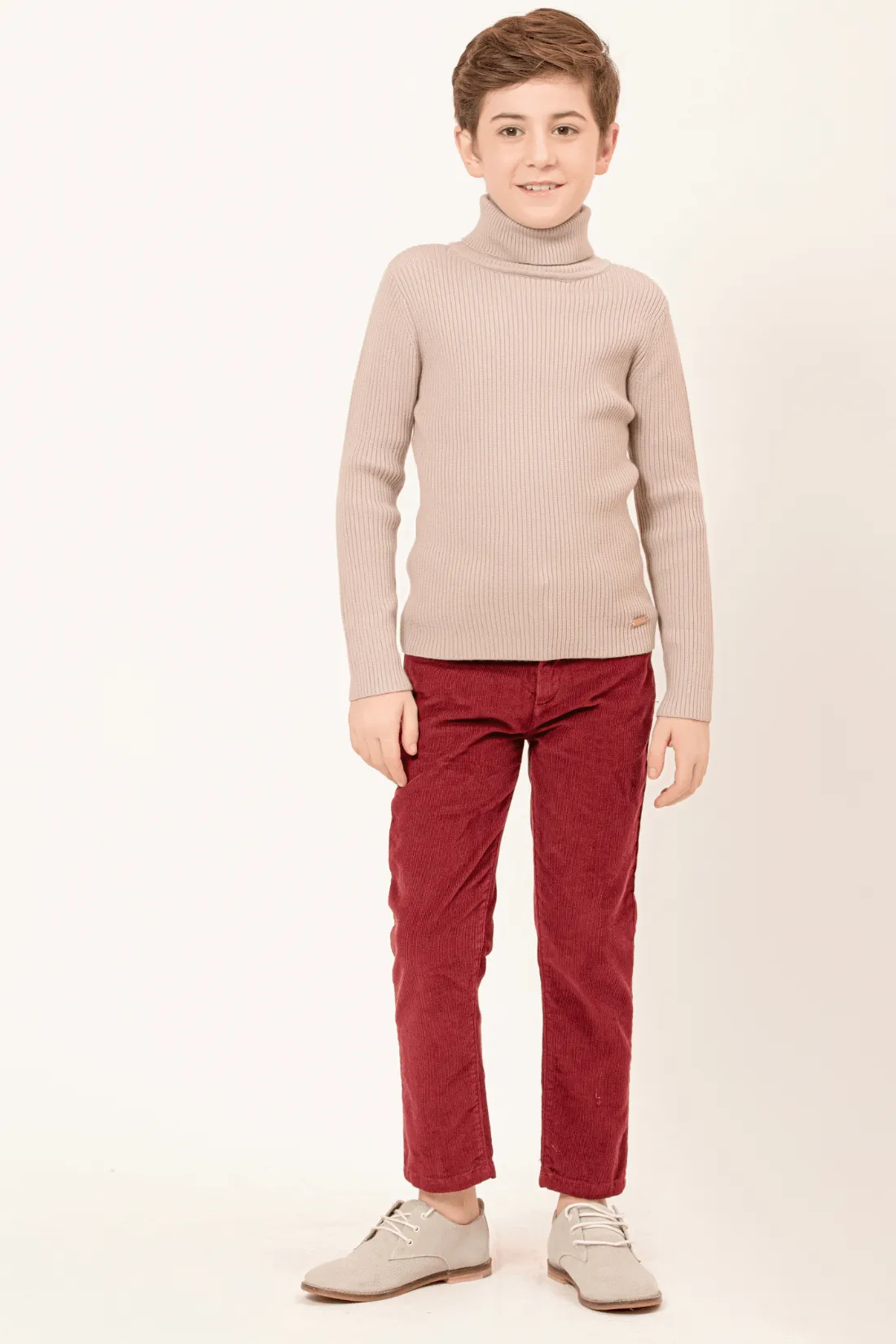 One Friday Varsity Chic Wine Elegance Trousers for Boys