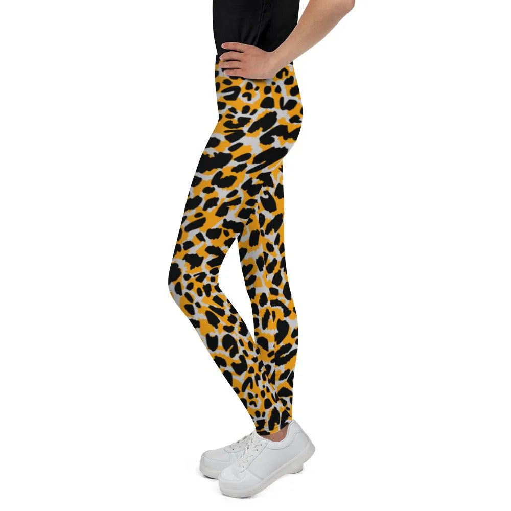 Orange Animal Print Youth Leggings