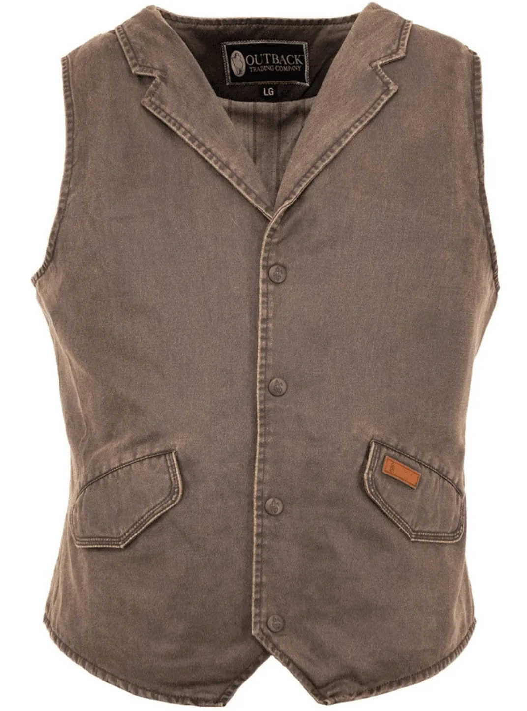 Outback Trading Men's Arkansas Brown Waterproof Button Down Vest 2835-BRN