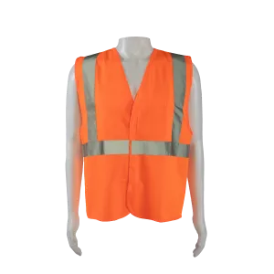 OV2-EC ANSI/ISEA Economy Class 2 Safety Vest Orange Solid Hook & Loop Front Closure