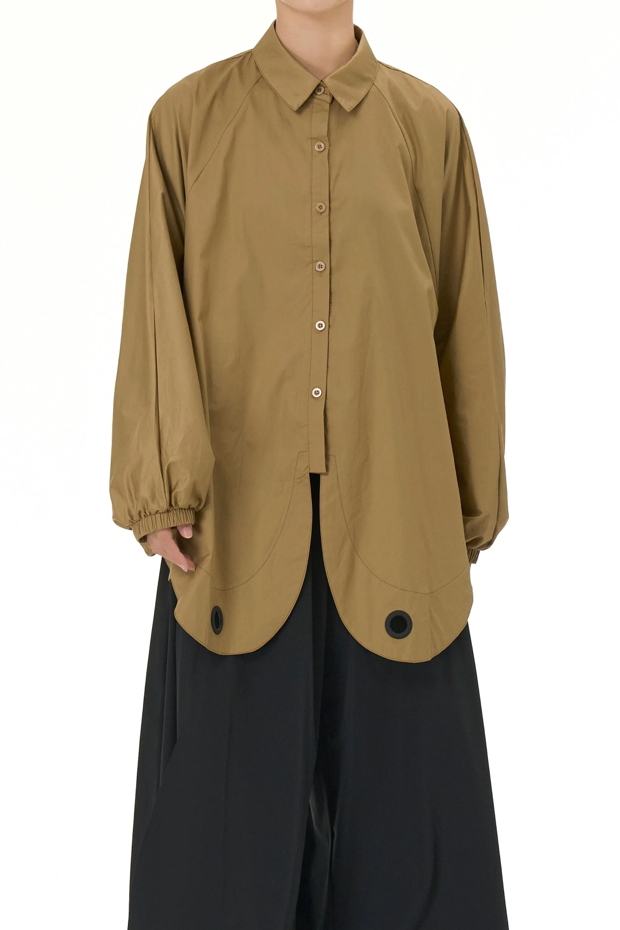 Oversized Shirt With Scalloped Hem