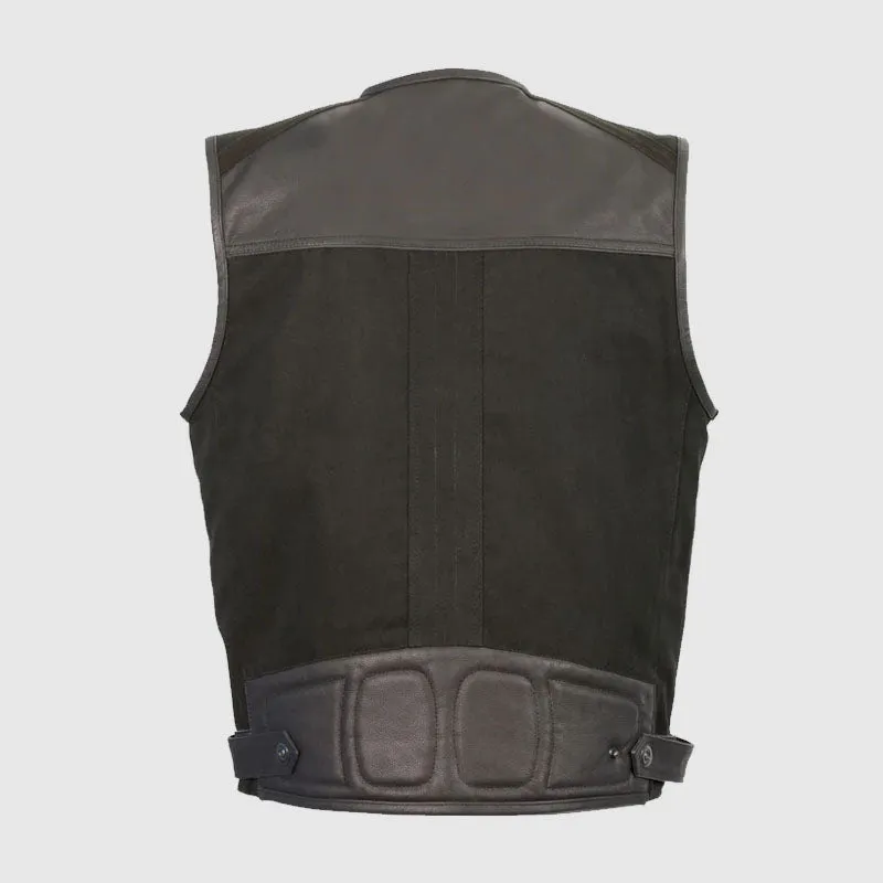 Purchase Biker Leather & Canvas Zipper Front Super Utility Multi Pocket Vest