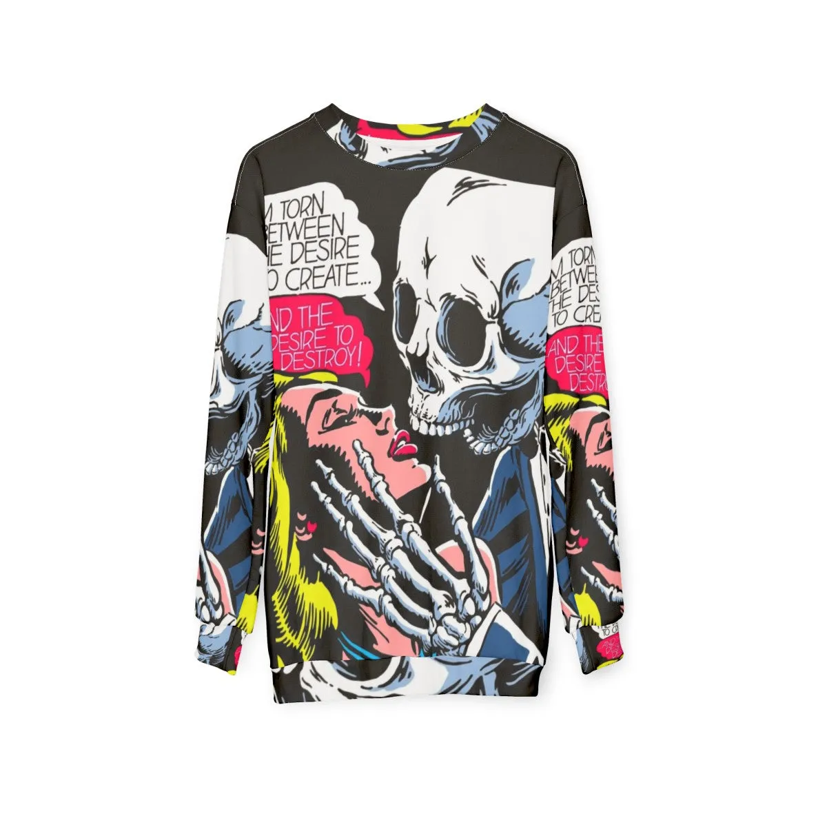 "Desire Sweatshirt: Embrace the Skull, Vintage Comics, and Romance"