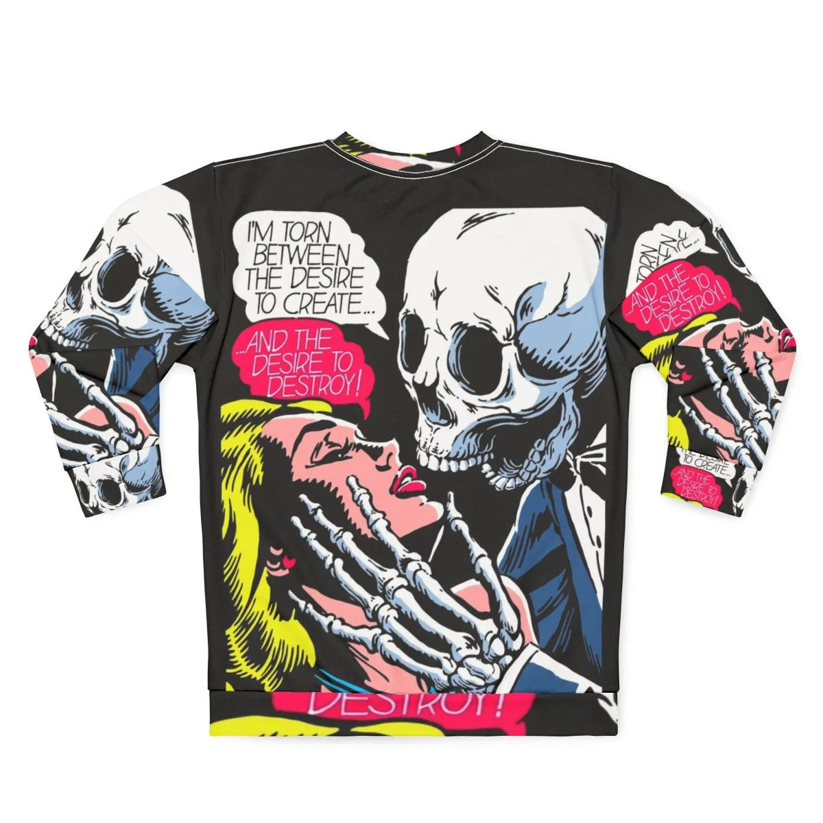 "Desire Sweatshirt: Embrace the Skull, Vintage Comics, and Romance"