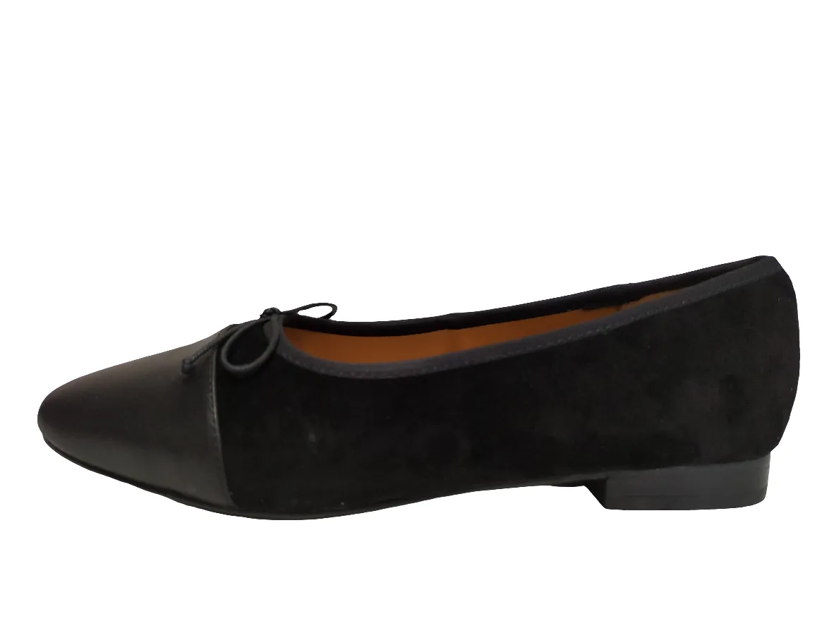 Ralph Migel  Black Suede Cap Toe Ballet Flat Shira