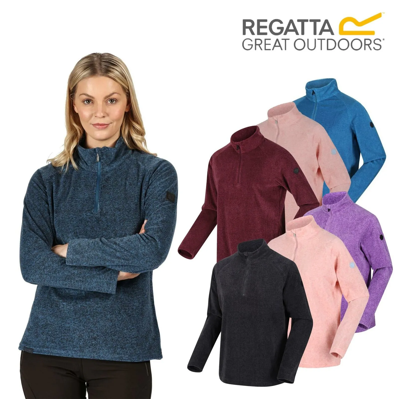 Regatta Womens Pimlo Half Zip Velour Fleece Sweater Pullover Jumper