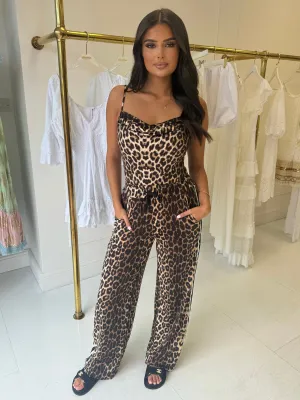 Regina black/white stripe leopard trousers