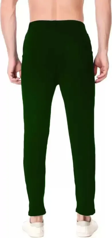 Regular Fit Men Dark Green Lycra Blend Trousers