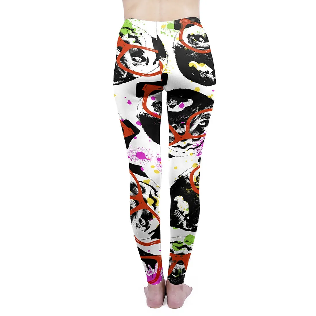 Regular Leggings (8-12 UK Size) - Graffiti Glasses Pug