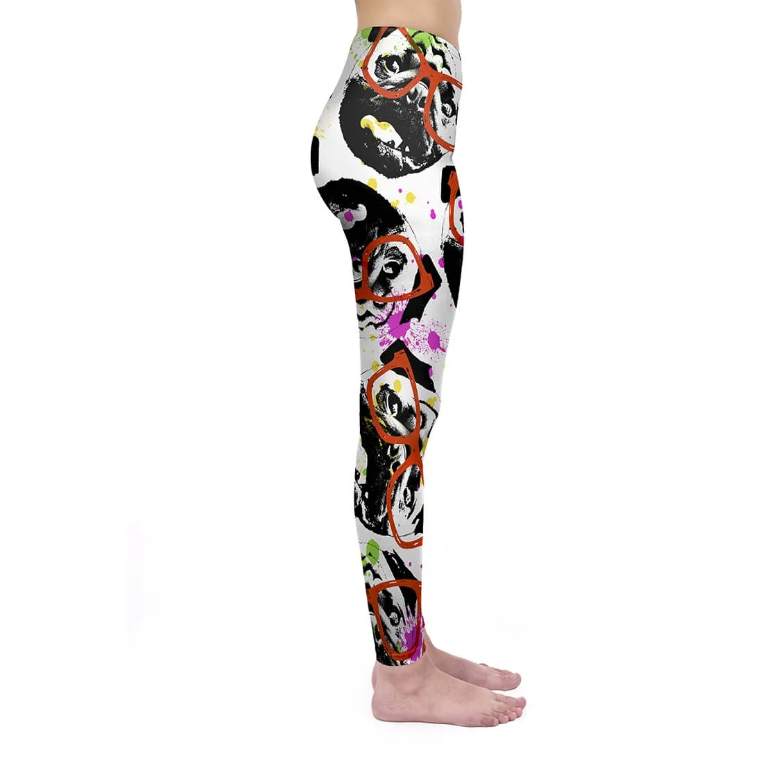 Regular Leggings (8-12 UK Size) - Graffiti Glasses Pug