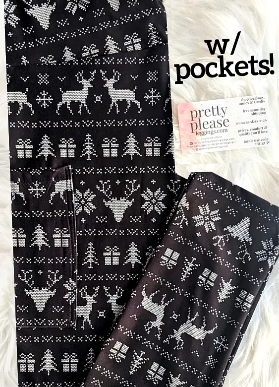 Reindeer Fair Isle Super SOFT Luxe Leggings Super SOFT Leggings Farmhouse Christmas Holiday Plus rts