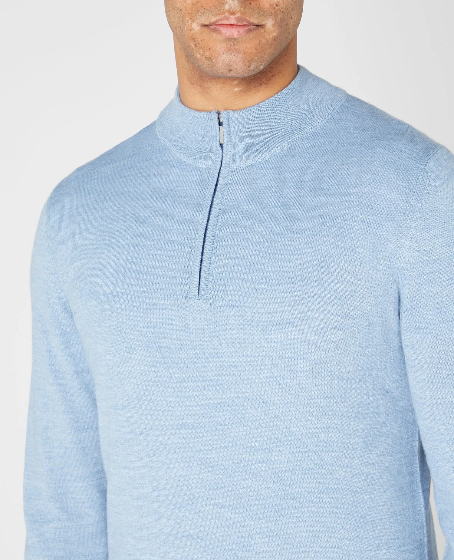 Remus Uomo Long Sleeve Half Zip Sweater - Blue