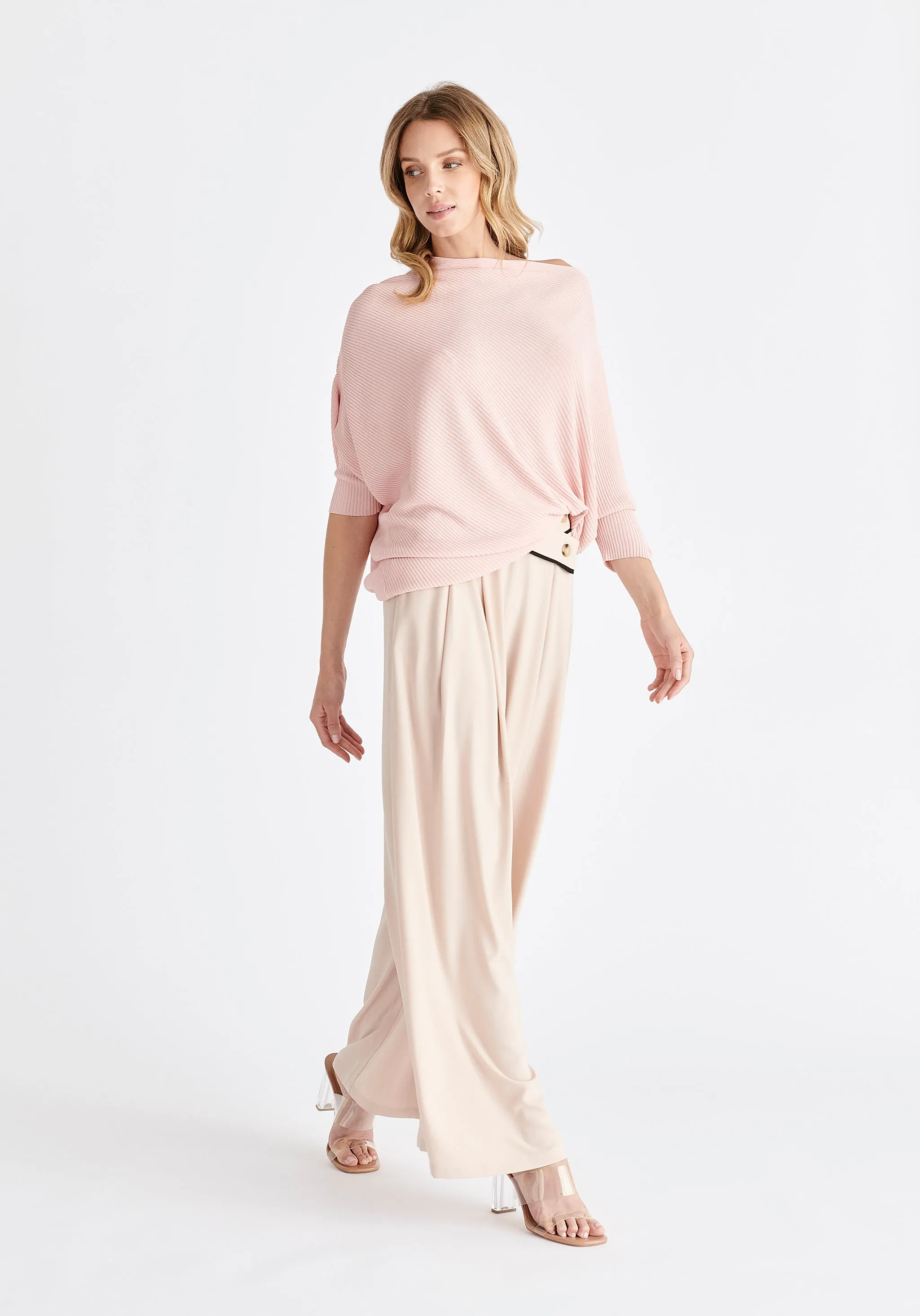 Ribbed Draped Knitted Top