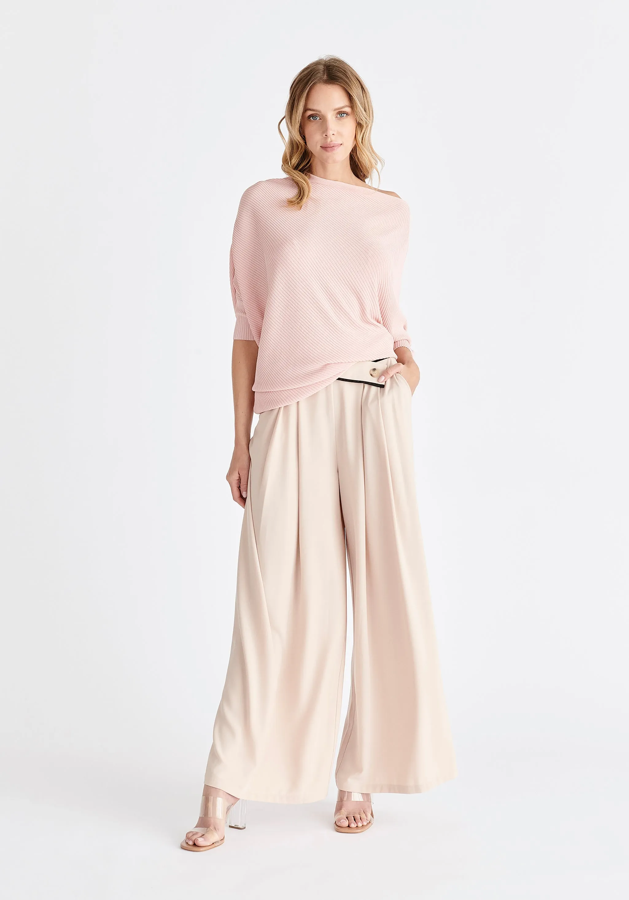 Ribbed Draped Knitted Top