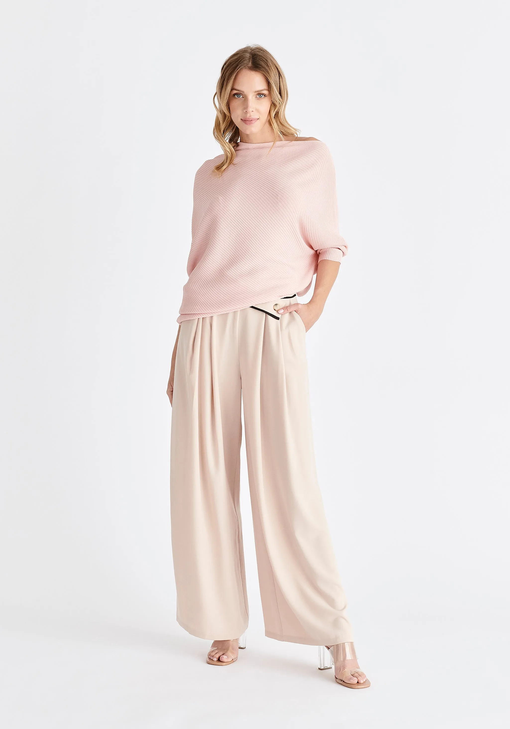 Ribbed Draped Knitted Top