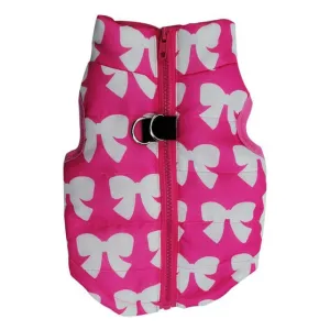 Ribbon Print Winter Vest With Leash Buckle For Small Dogs