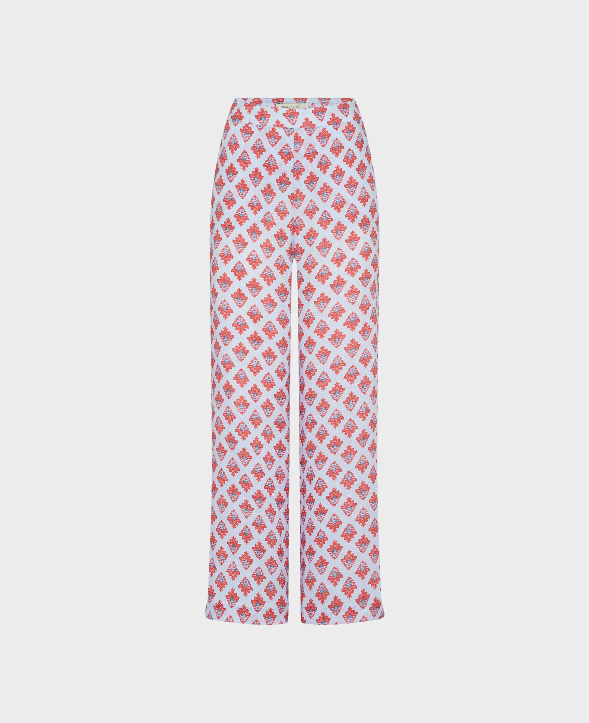 Rita Printed Linen Wide Leg Palazzo Pants