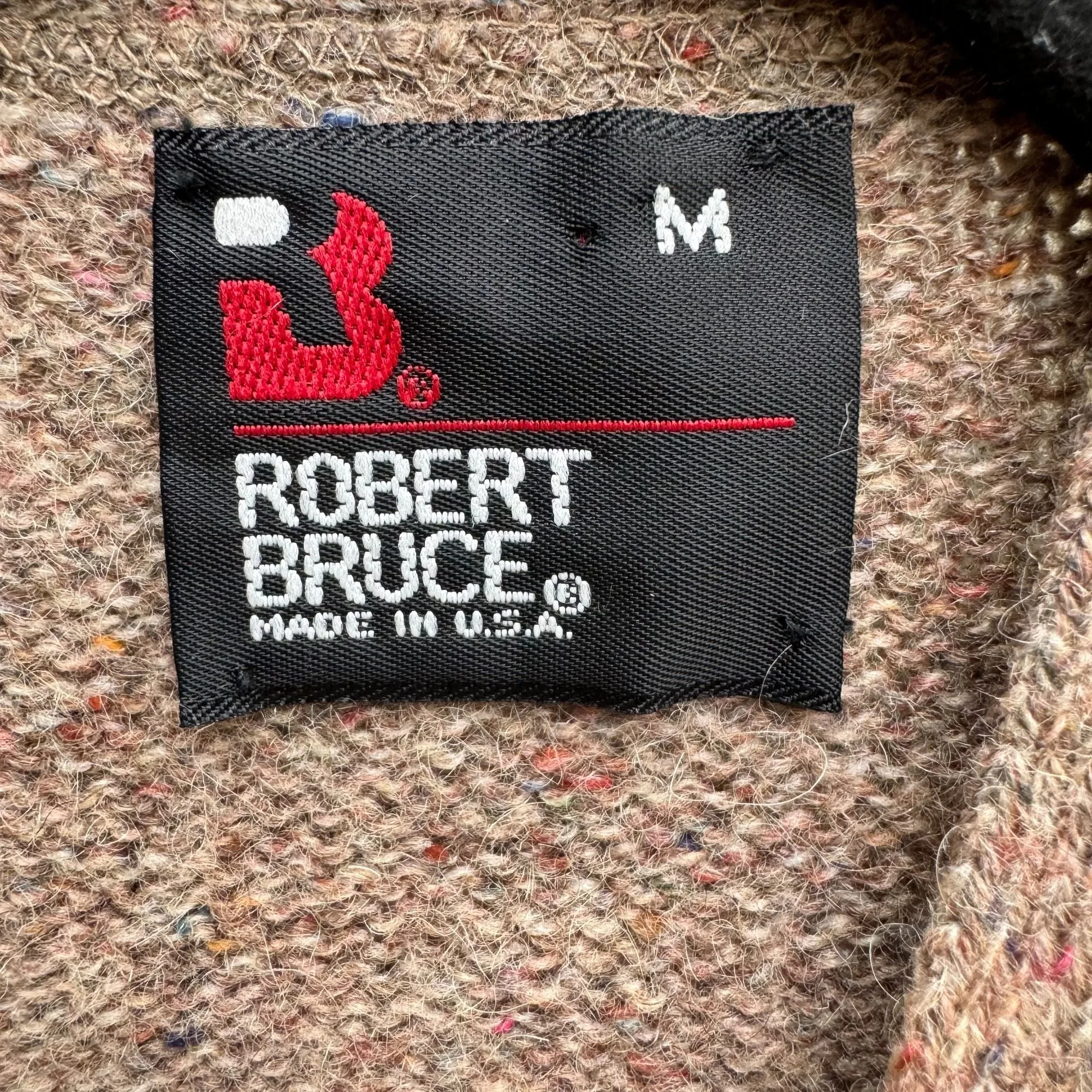 Robert Bruce Vintage Retro Mens Brown Wool Blend Button-Up Grandpa Knit Sweater