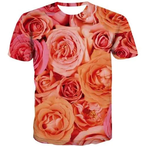 Rose T-shirt Men Pink Tshirts Cool Flower Tshirt Printed Harajuku T-shirts Graphic Short Sleeve Fashion Men New Streetwear