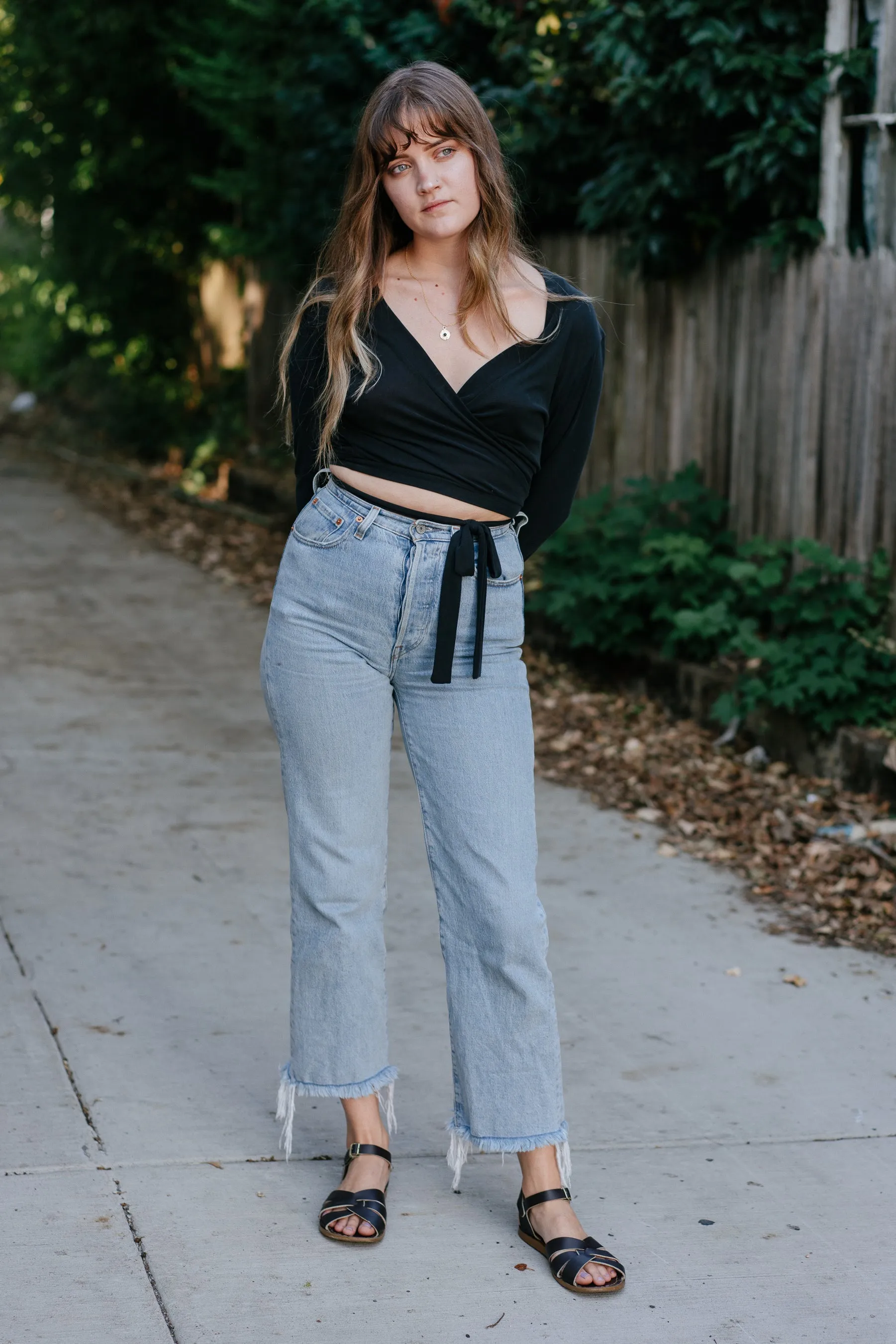 Rowan Wrap Top in Charcoal