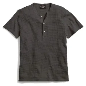 RRL by Ralph Lauren Waffle-Knit Short-Sleeve Henley Shirt Faded Black Canvas