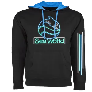 SeaWorld Neon Sign Black Pullover Hoodie Adult