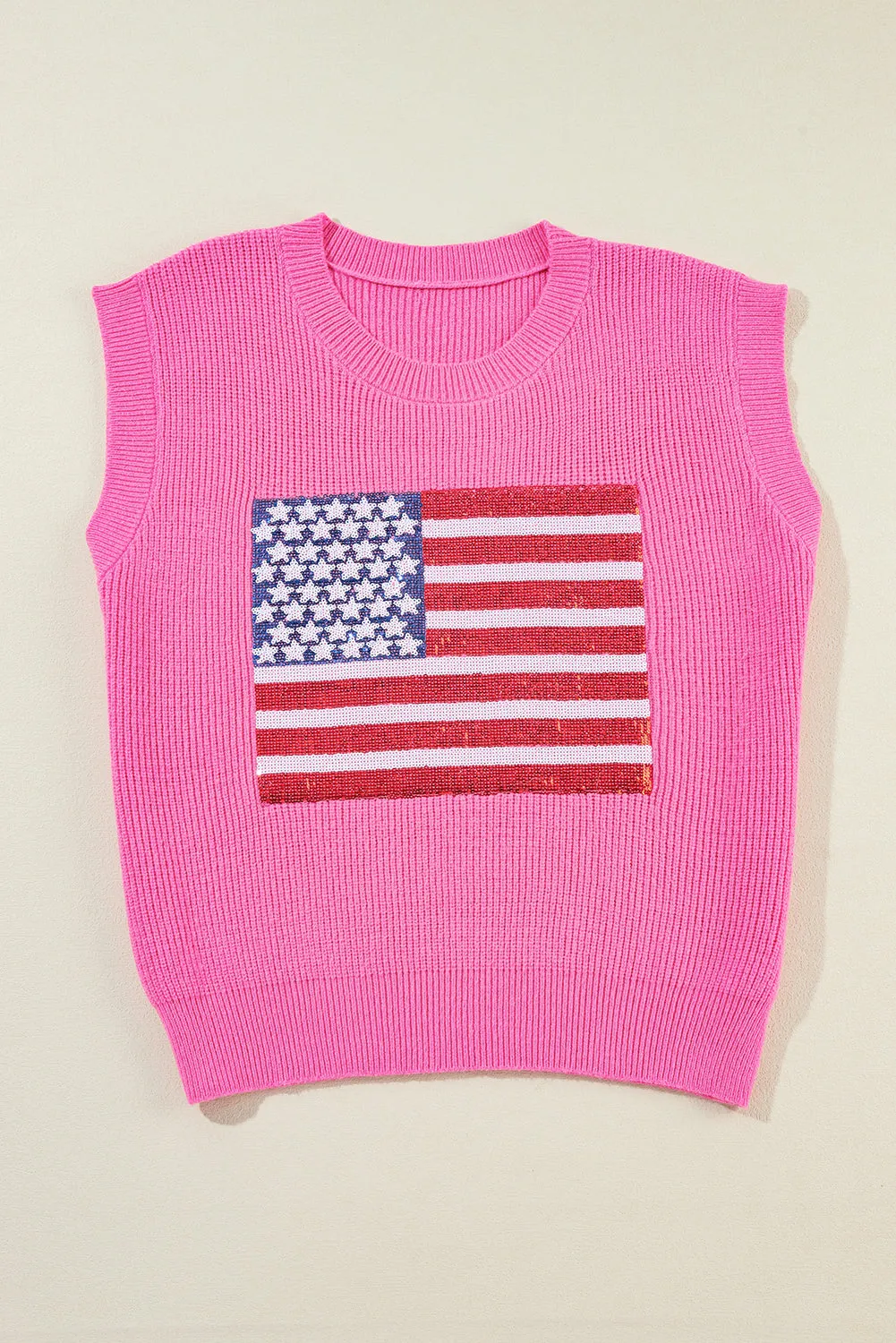 Sequin American Flag Sleeveless Top