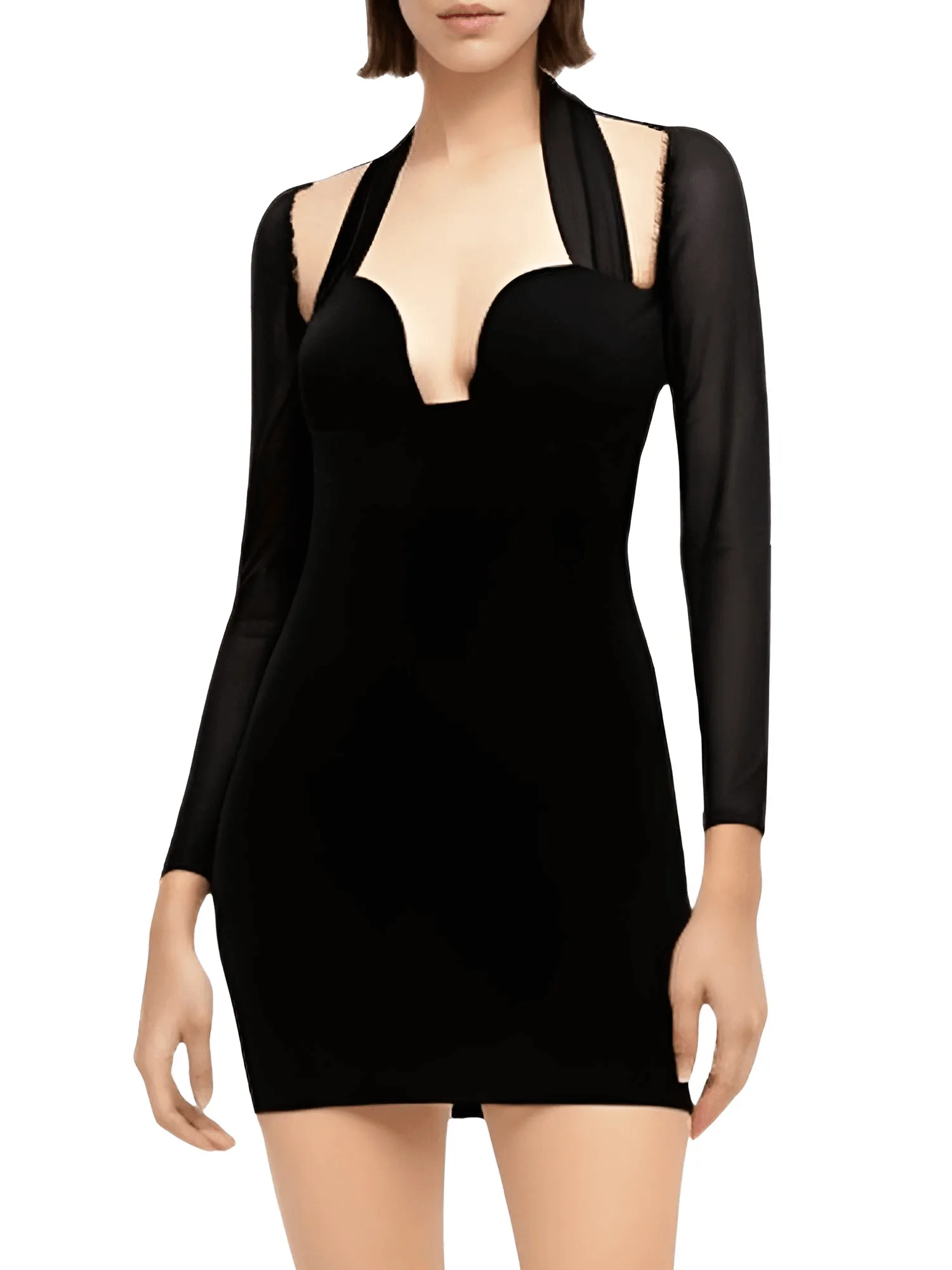 Sexy Halter Black Bodycon Plunge Mini Dress for Women