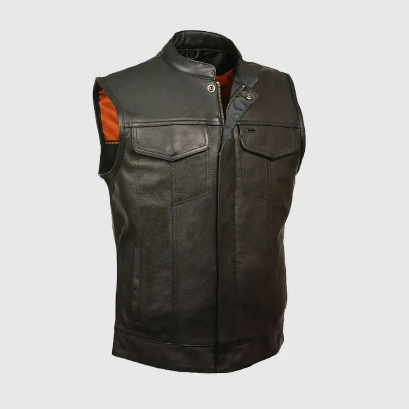 Shop Open Neck Snap/Zip Front Club Style Leather Vest