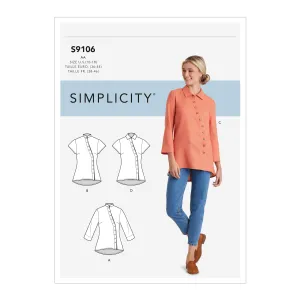 Simplicity Sewing Pattern S9106 Misses' & Women's Button Front Shirt