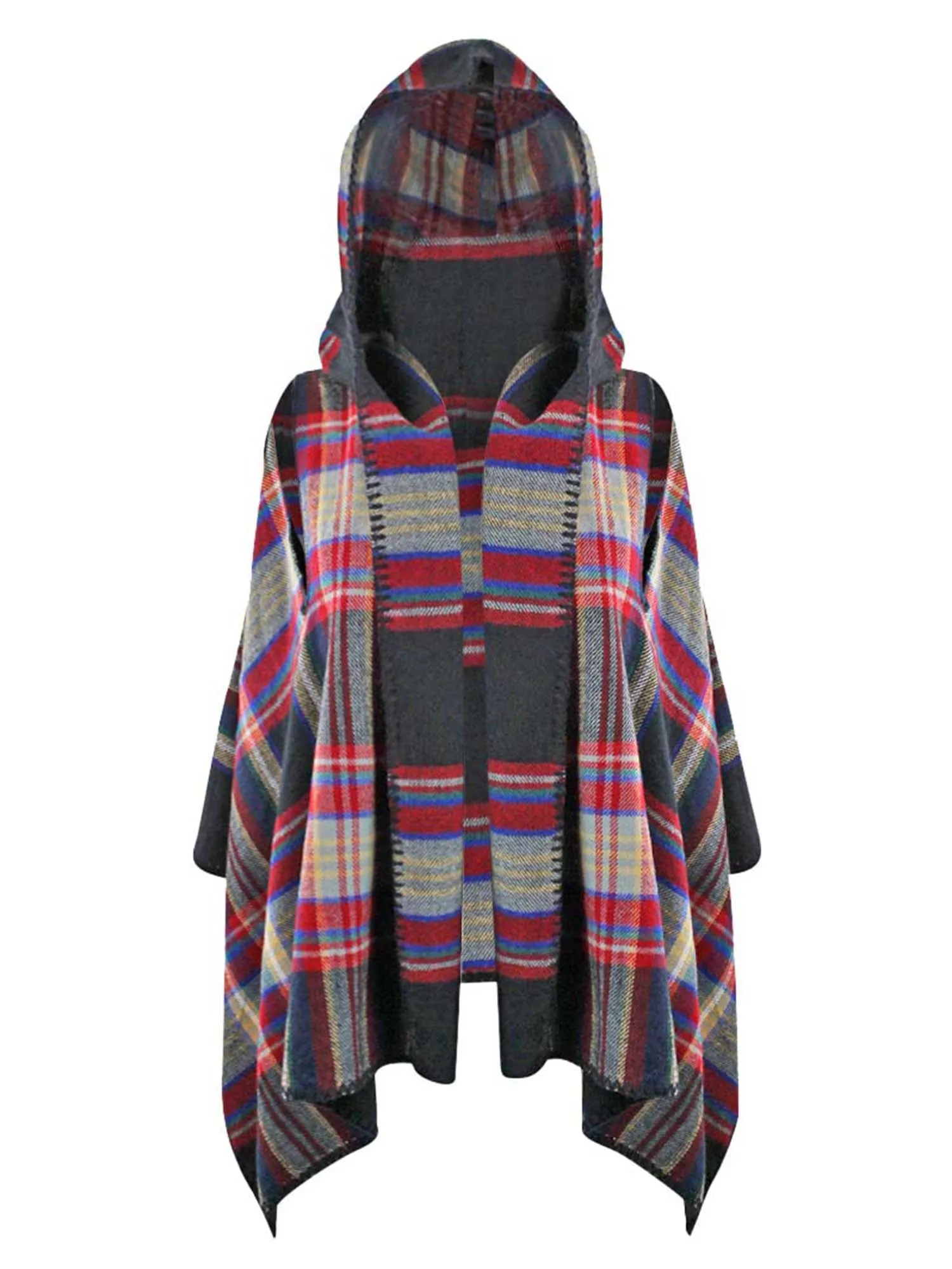 Sleeveless Plaid Vest With Hood