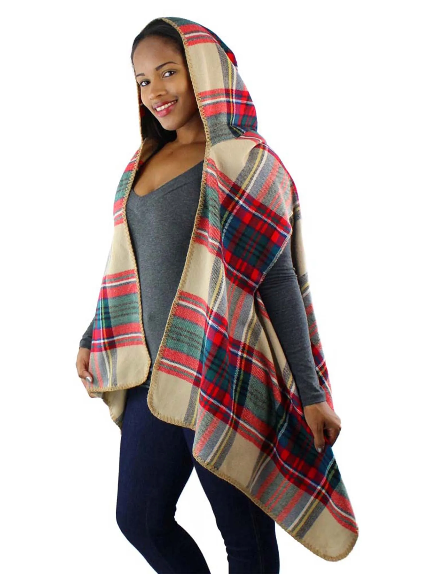 Sleeveless Plaid Vest With Hood