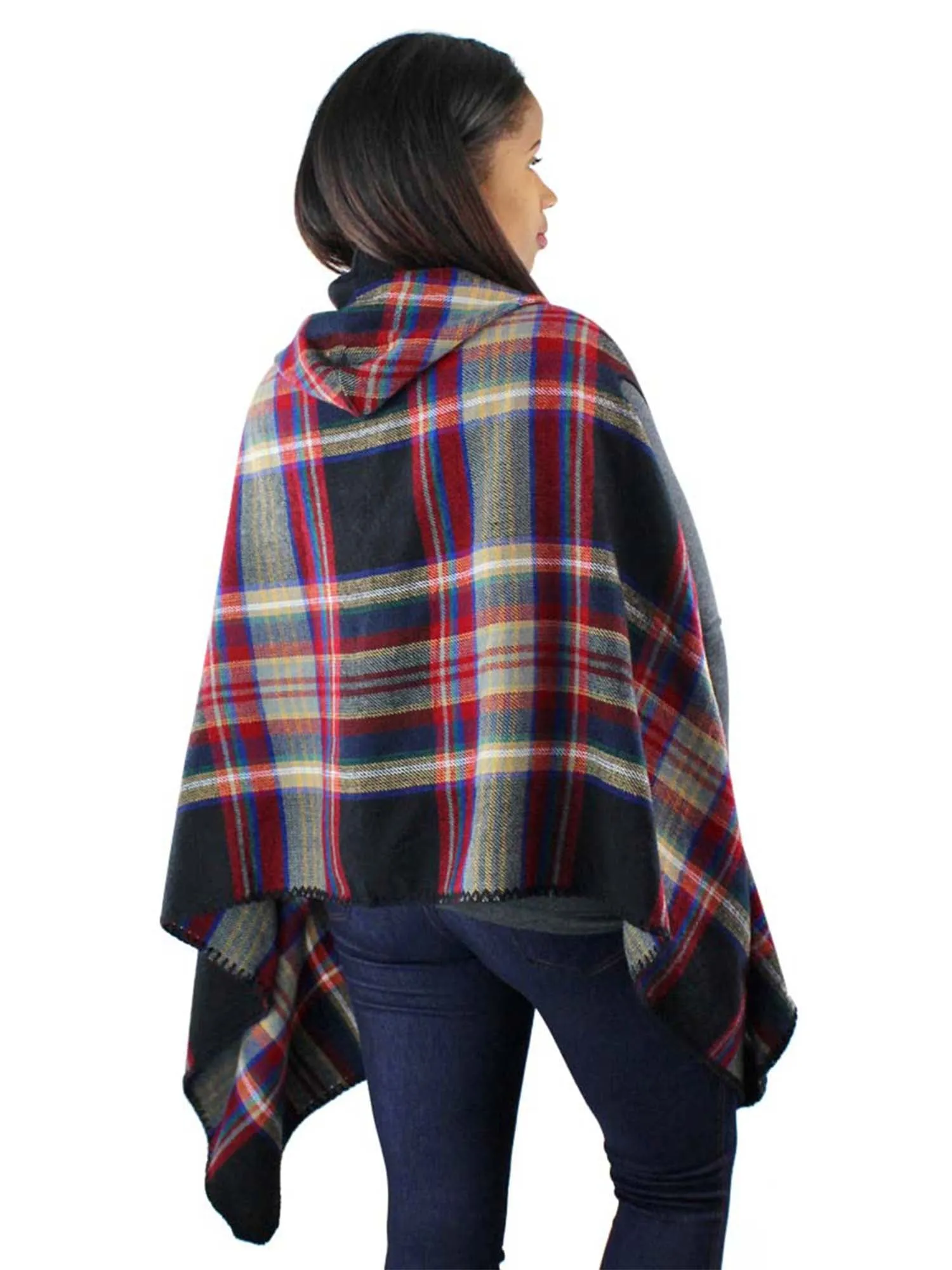 Sleeveless Plaid Vest With Hood