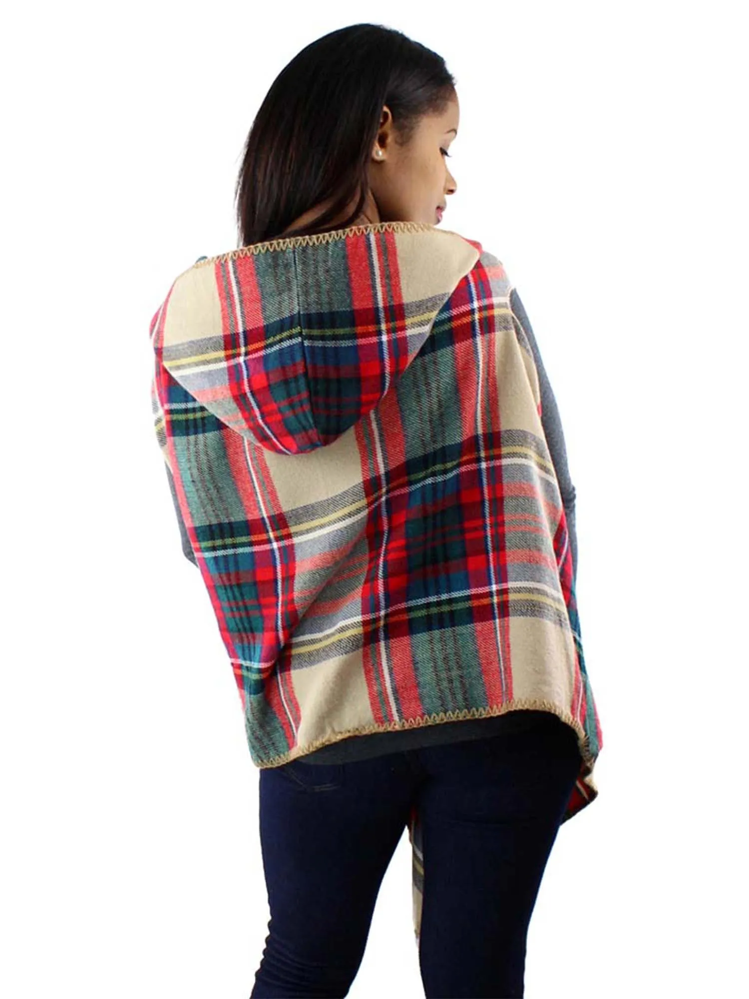 Sleeveless Plaid Vest With Hood